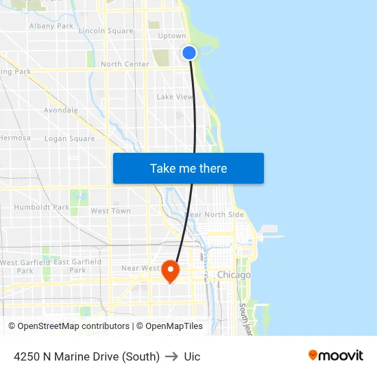 4250 N Marine Drive (South) to Uic map