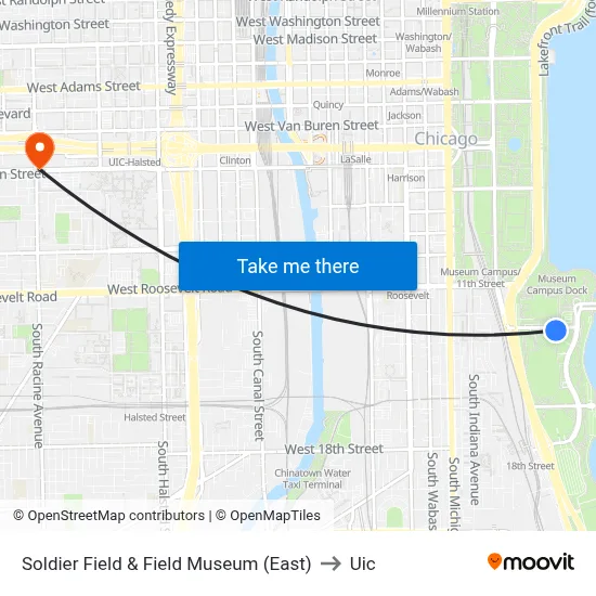 Soldier Field & Field Museum (East) to Uic map