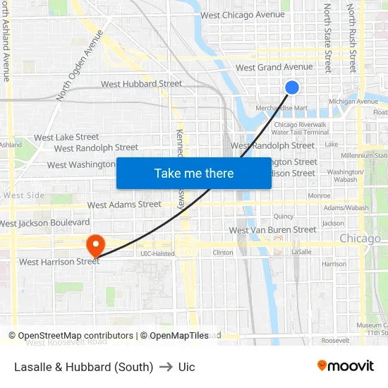 Lasalle & Hubbard (South) to Uic map