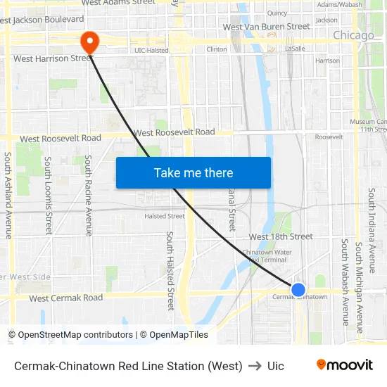 Cermak-Chinatown Red Line Station (West) to Uic map