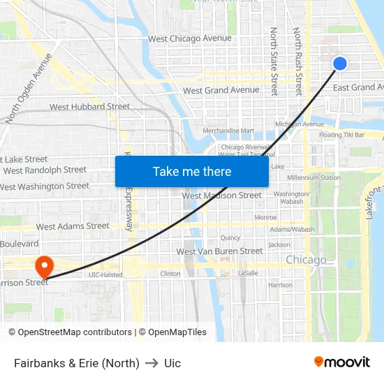 Fairbanks & Erie (North) to Uic map