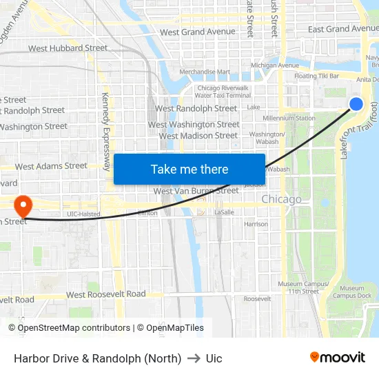 Harbor Drive & Randolph (North) to Uic map