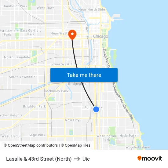 Lasalle & 43rd Street (North) to Uic map