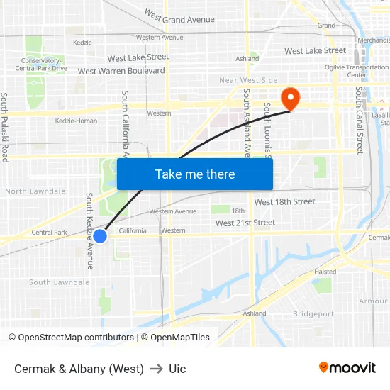 Cermak & Albany (West) to Uic map