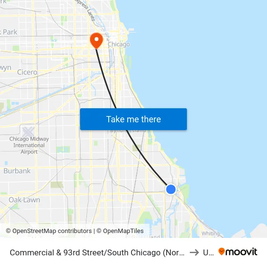 Commercial & 93rd Street/South Chicago (North) to Uic map