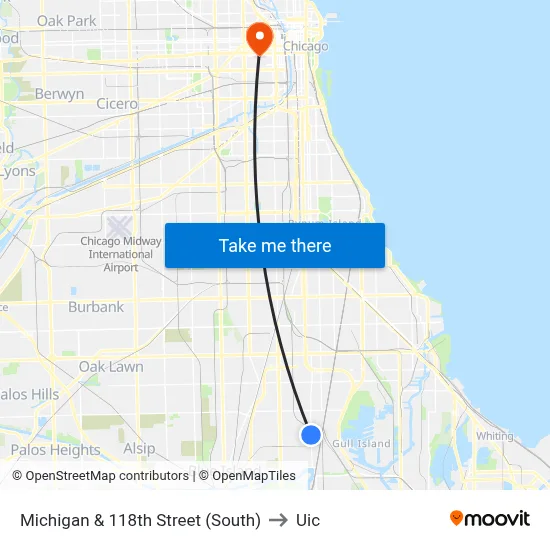 Michigan & 118th Street (South) to Uic map