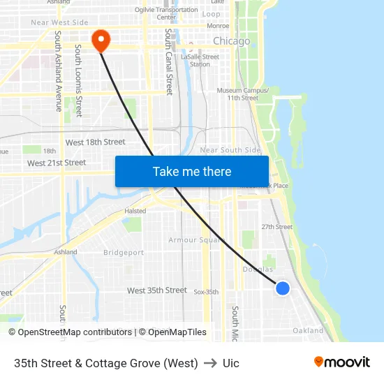 35th Street & Cottage Grove (West) to Uic map