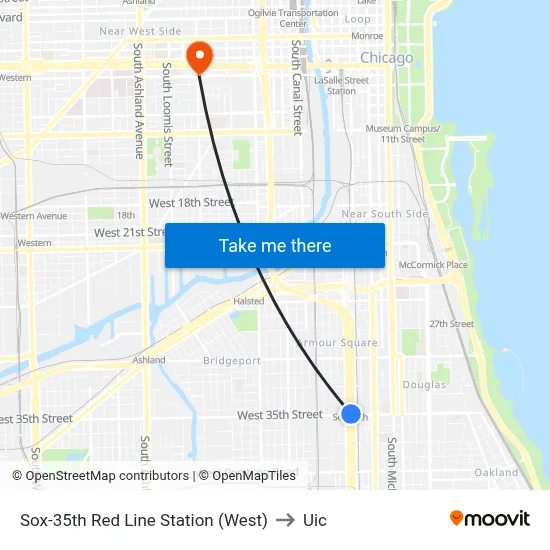 Sox-35th Red Line Station (West) to Uic map