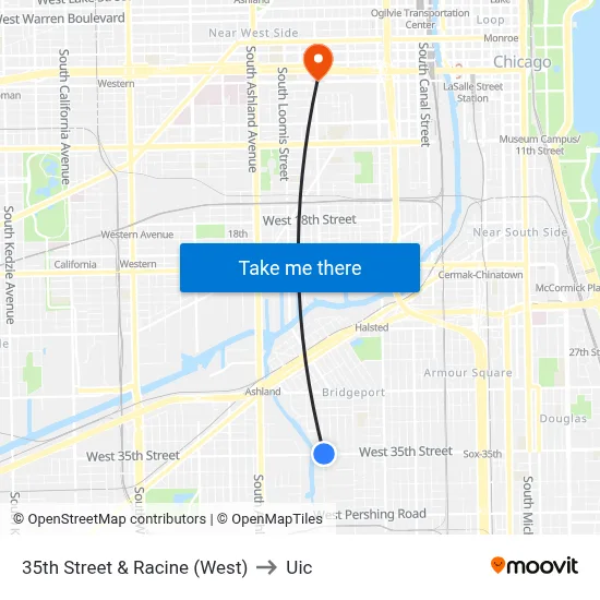 35th Street & Racine (West) to Uic map