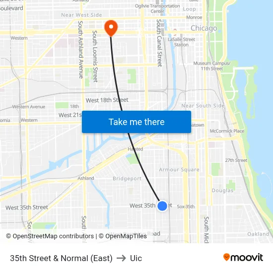 35th Street & Normal (East) to Uic map