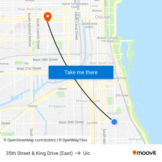 35th Street & King Drive (East) to Uic map