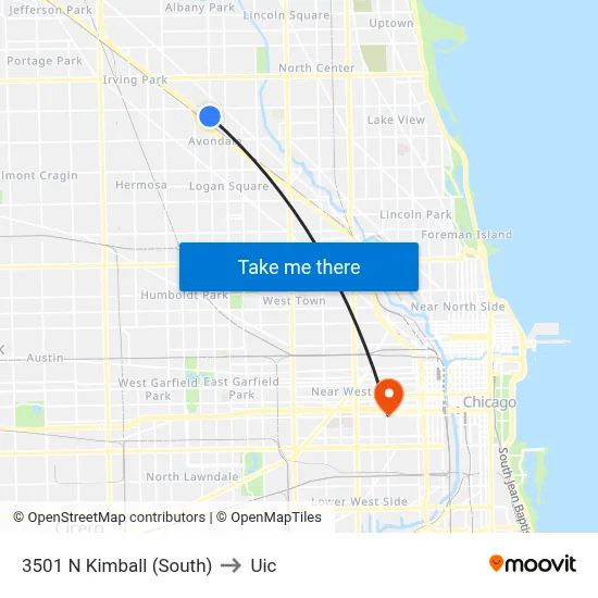 3501 N Kimball (South) to Uic map