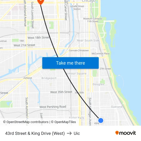 43rd Street & King Drive (West) to Uic map