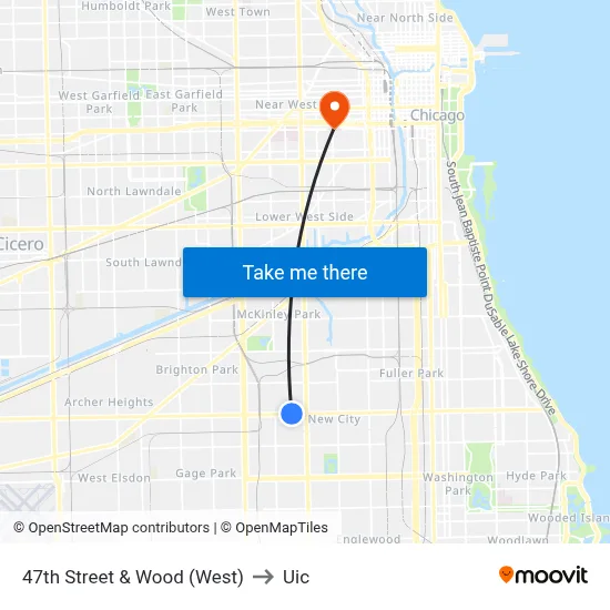 47th Street & Wood (West) to Uic map