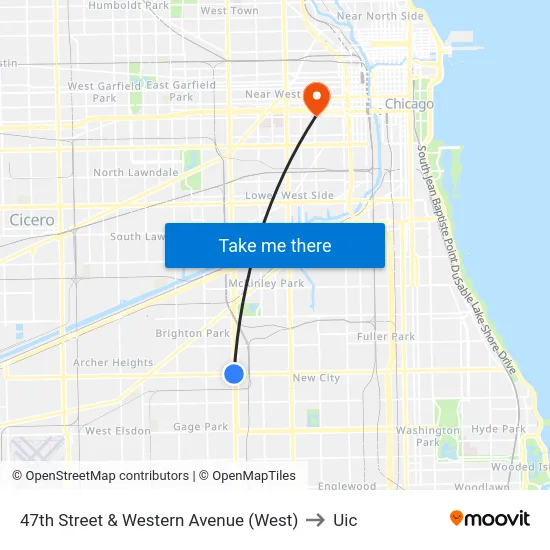 47th Street & Western Avenue (West) to Uic map