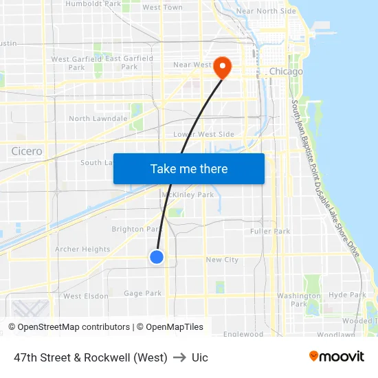 47th Street & Rockwell (West) to Uic map