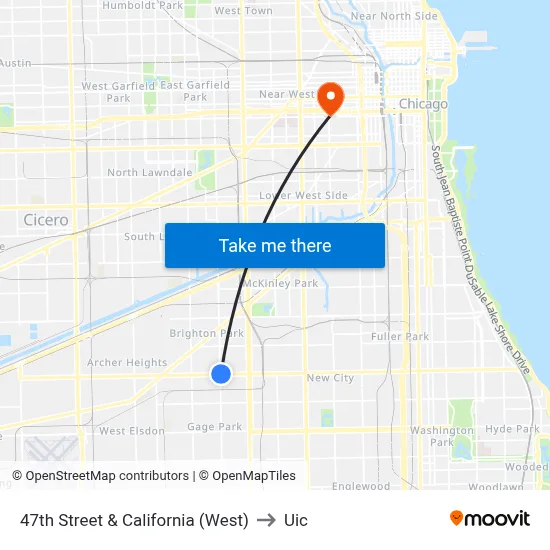 47th Street & California (West) to Uic map