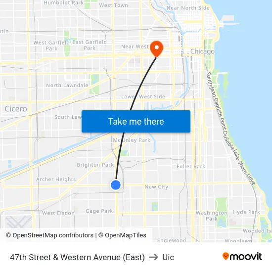 47th Street & Western Avenue (East) to Uic map