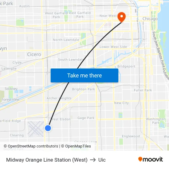 Midway Orange Line Station (West) to Uic map