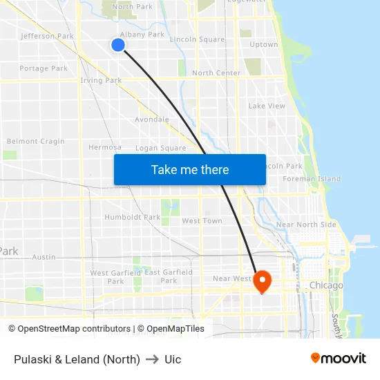 Pulaski & Leland (North) to Uic map