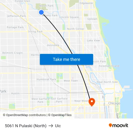 5061 N Pulaski (North) to Uic map