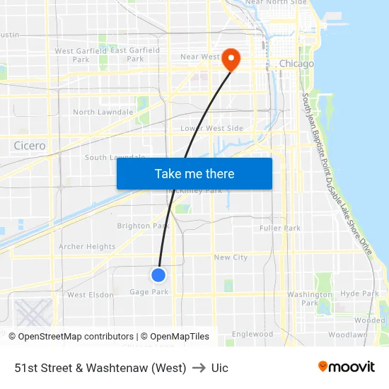 51st Street & Washtenaw (West) to Uic map