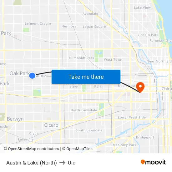 Austin & Lake (North) to Uic map
