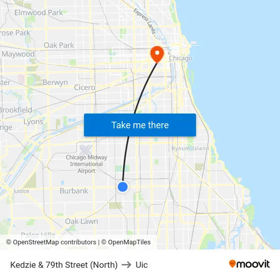 Kedzie & 79th Street (North) to Uic map