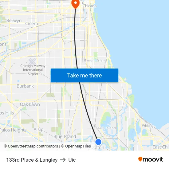 133rd Place & Langley to Uic map