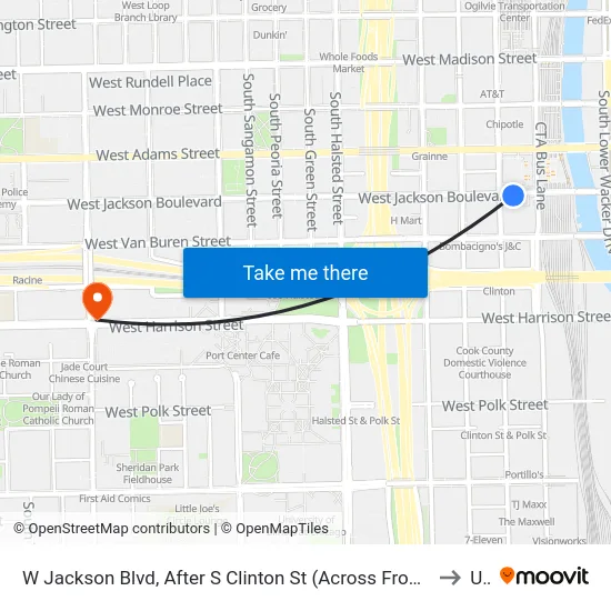 W Jackson Blvd, After S Clinton St (Across From Union Station) to Uic map