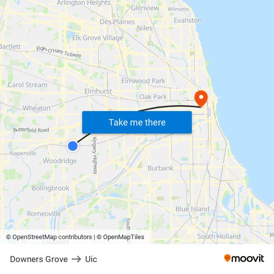 Downers Grove to Uic map