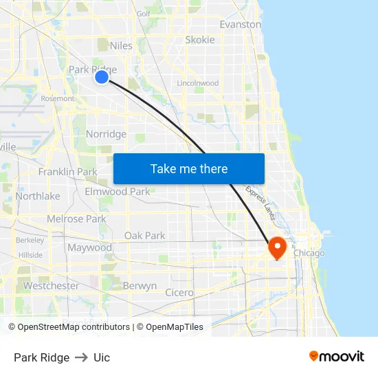 Park Ridge to Uic map