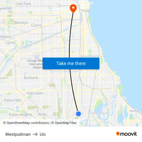 Westpullman to Uic map