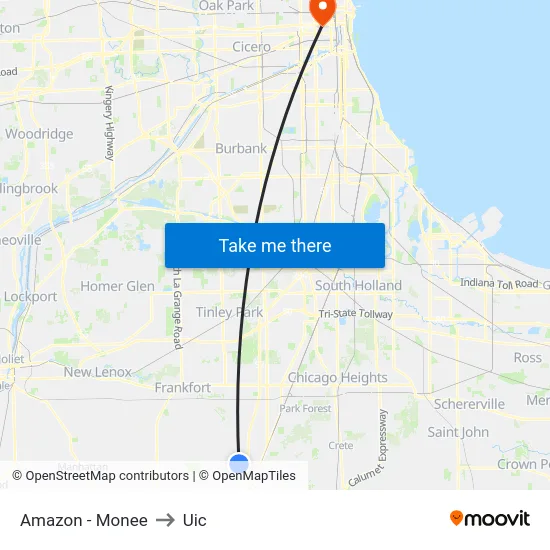 Amazon - Monee to Uic map