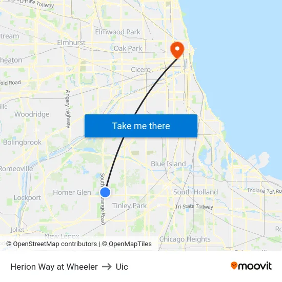 Herion Way at Wheeler to Uic map