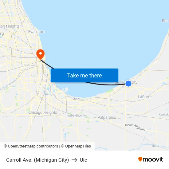 Carroll Ave. (Michigan City) to Uic map