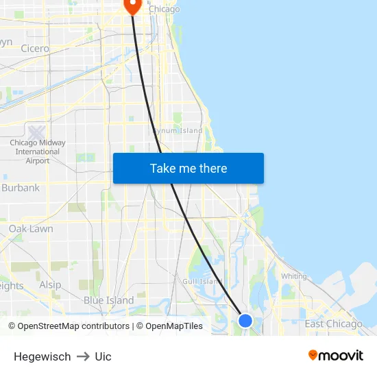 Hegewisch to Uic map