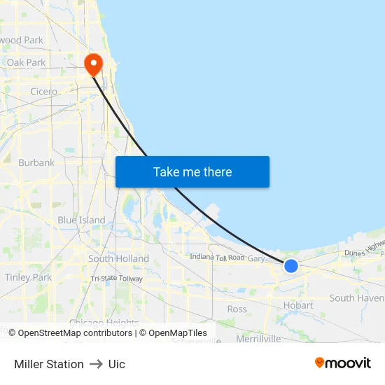 Miller Station to Uic map