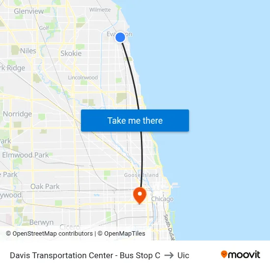 Davis Transportation Center - Bus Stop C to Uic map