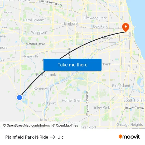 Plainfield Park-N-Ride to Uic map