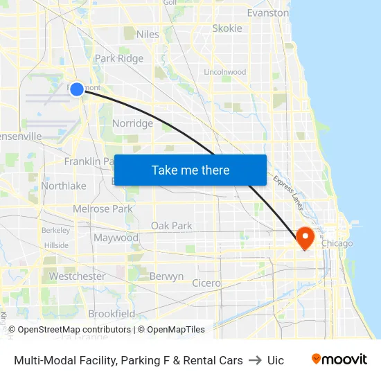 Multi-Modal Facility, Parking F & Rental Cars to Uic map