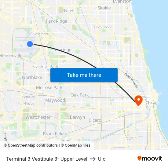 Terminal 3 Vestibule 3f Upper Level to Uic map