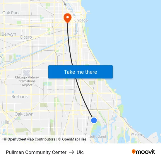Pullman Community Center to Uic map