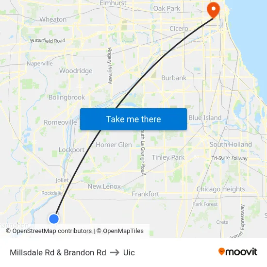 Millsdale Rd & Brandon Rd to Uic map