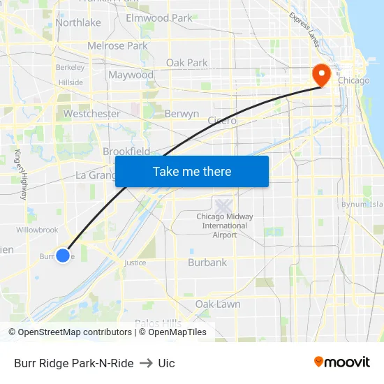 Burr Ridge Park-N-Ride to Uic map