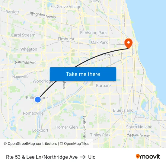 Rte 53 & Lee Ln/Northridge Ave to Uic map