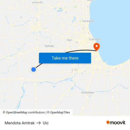 Mendota Amtrak to Uic map