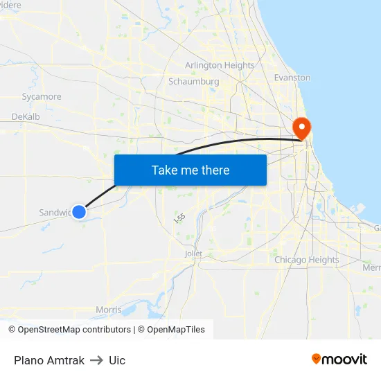 Plano Amtrak to Uic map