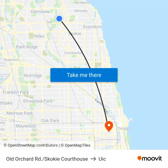 Old Orchard Rd./Skokie Courthouse to Uic map