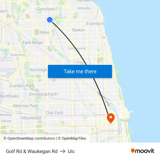 Golf Rd & Waukegan Rd to Uic map